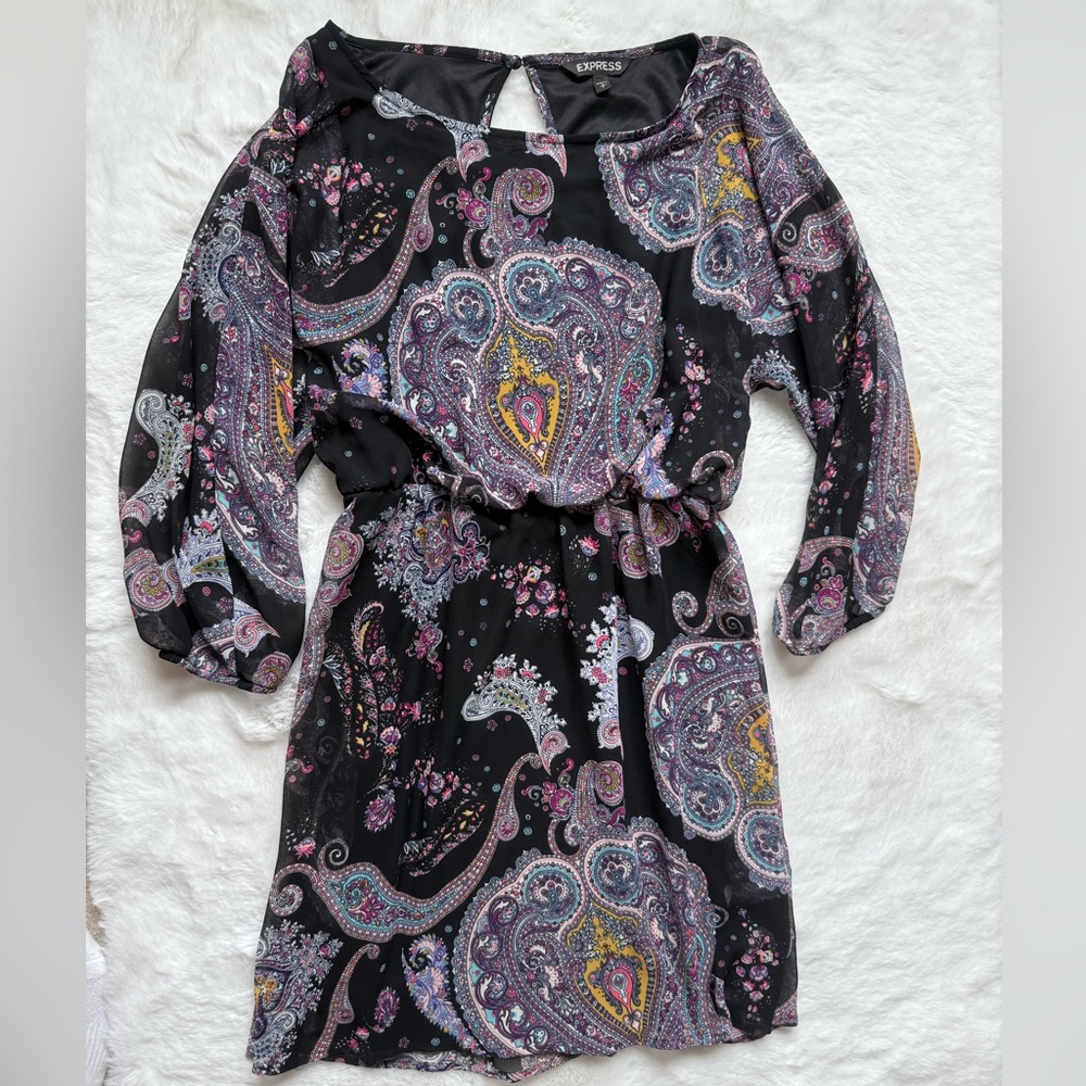 Express Black Dress with Paisley Accents